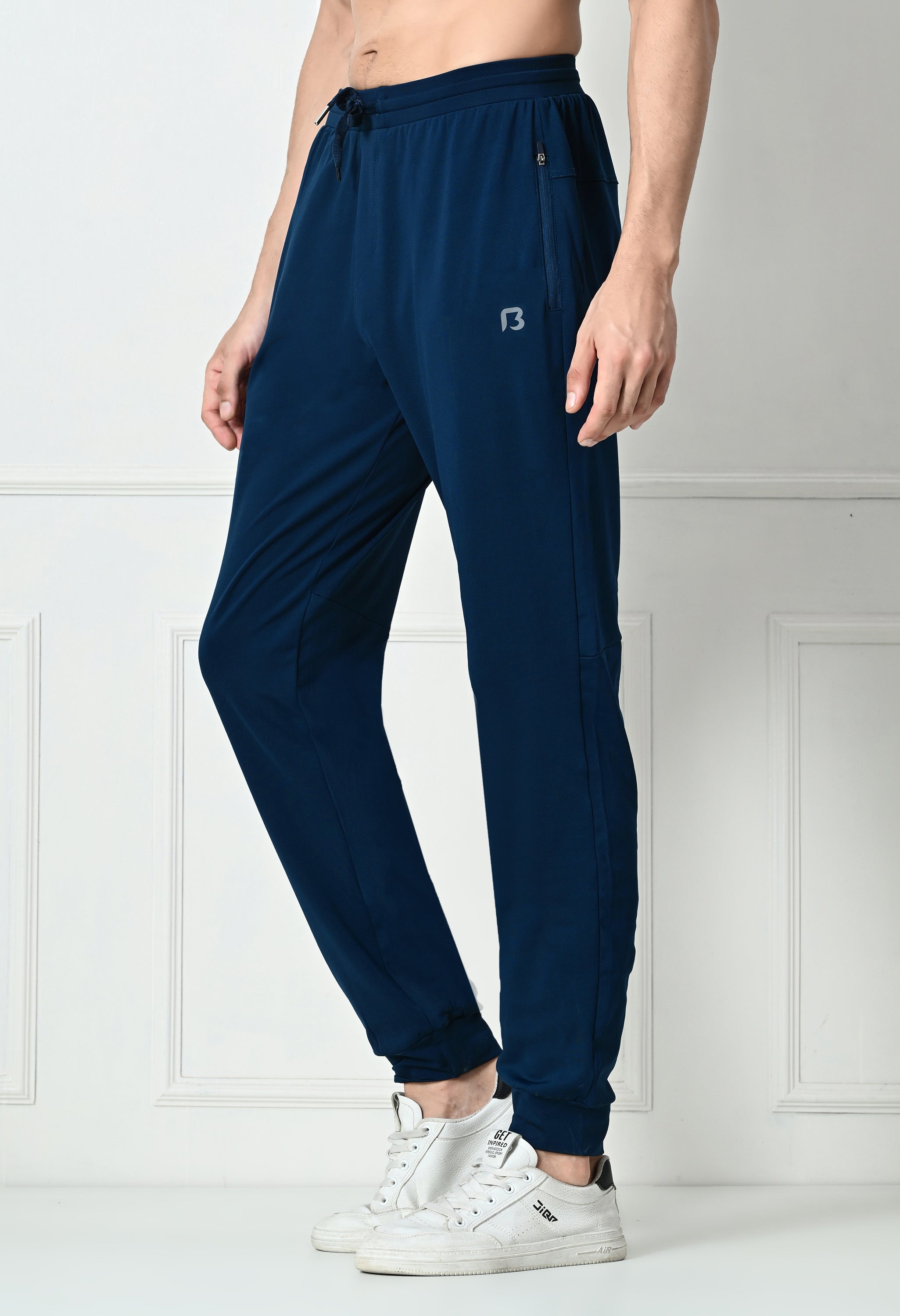 Bildos Super Stretchable Track Pant for Men with Zipper Pockets - Airforce blue