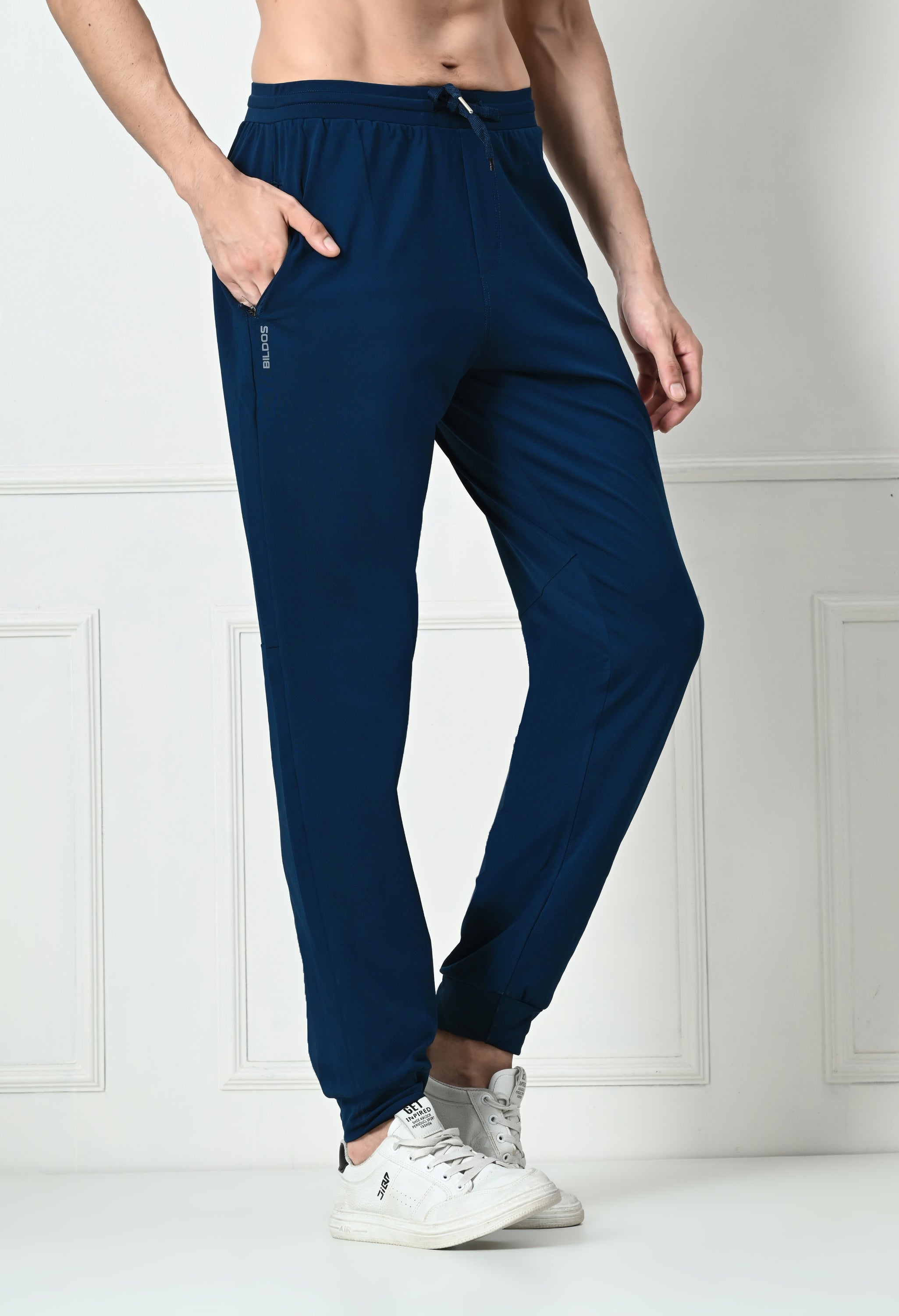 Bildos Super Stretchable Track Pant for Men with Zipper Pockets - Airforce blue
