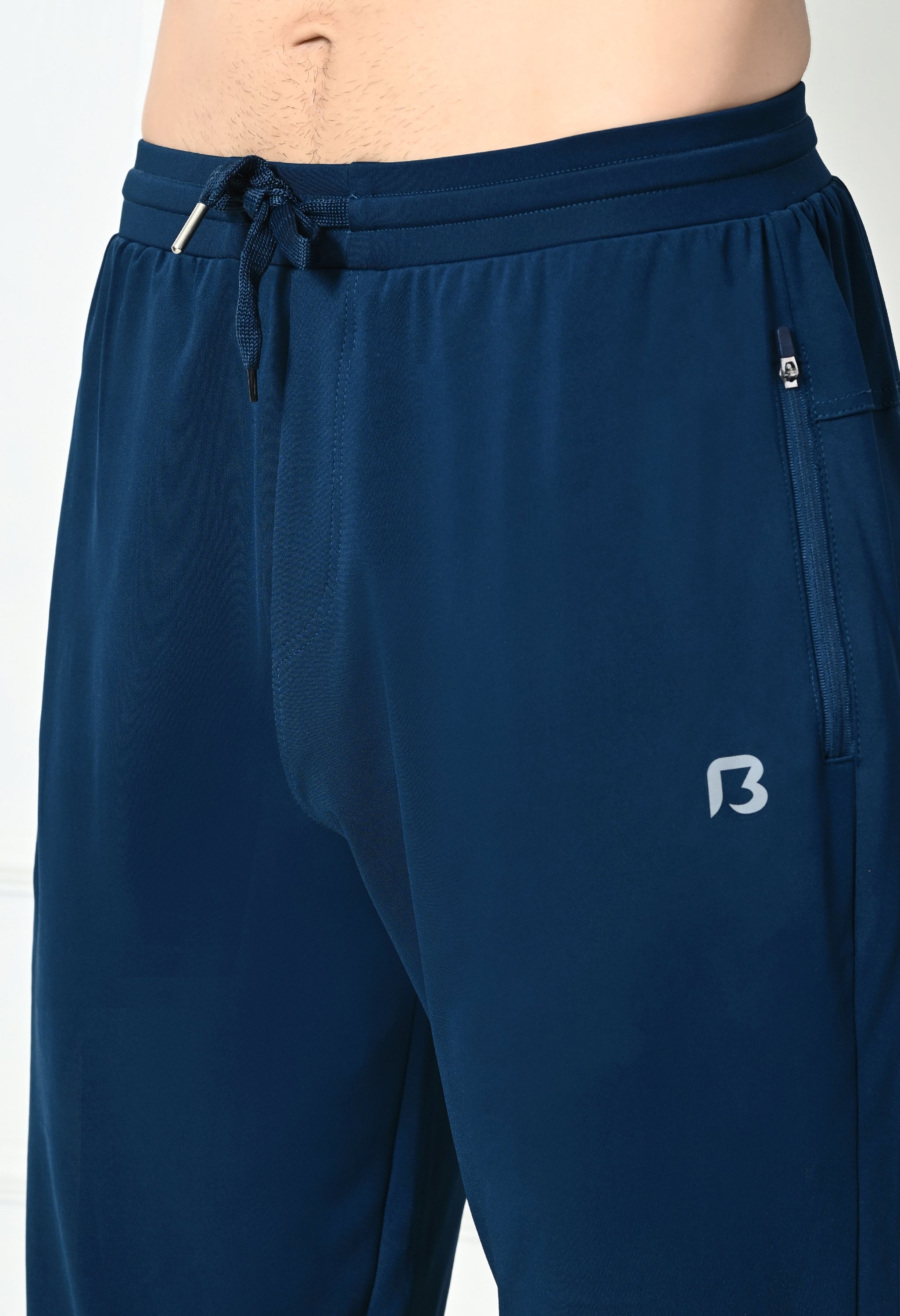 Bildos Super Stretchable Track Pant for Men with Zipper Pockets - Airforce blue