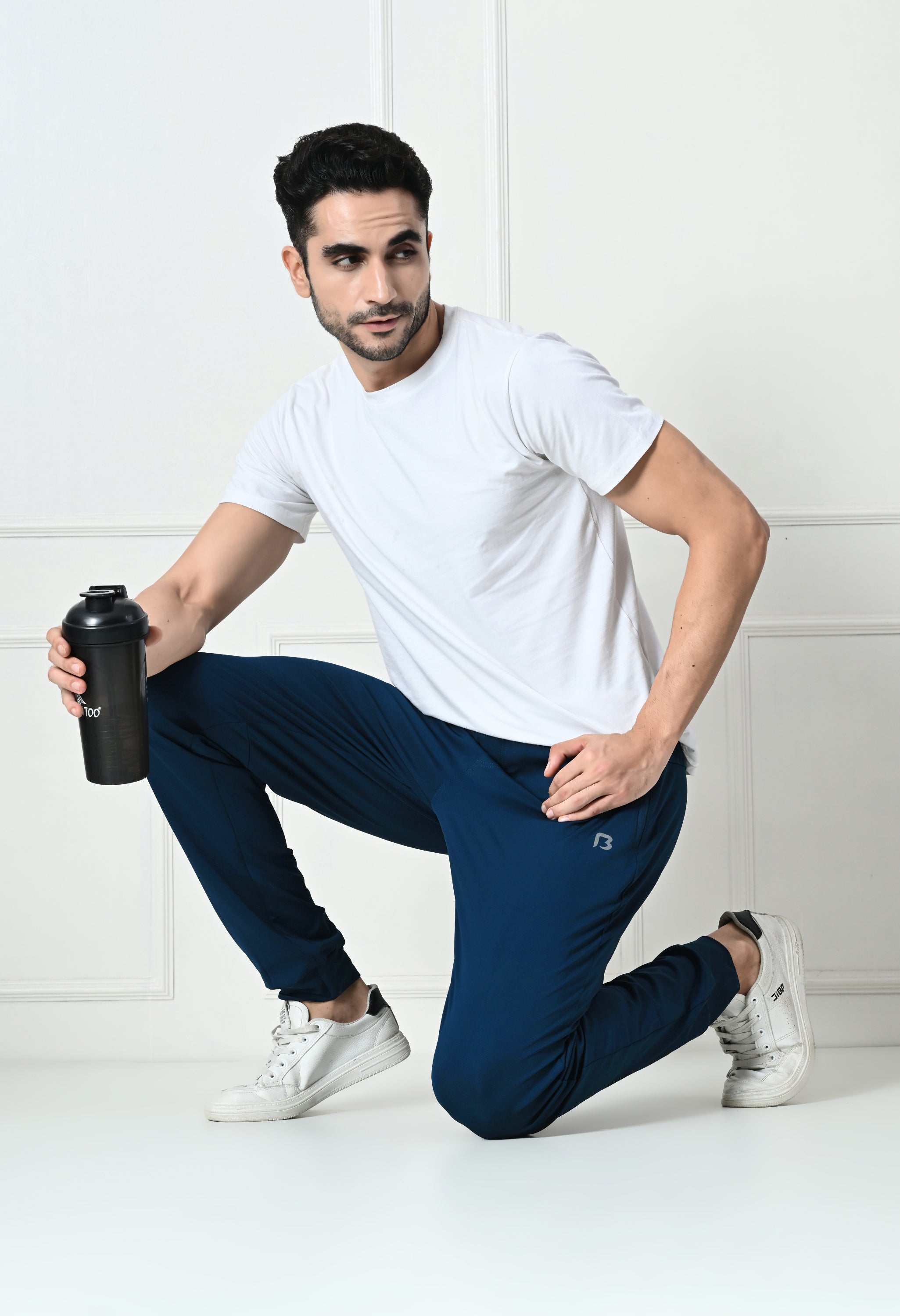 Bildos Super Stretchable Track Pant for Men with Zipper Pockets - Airforce blue