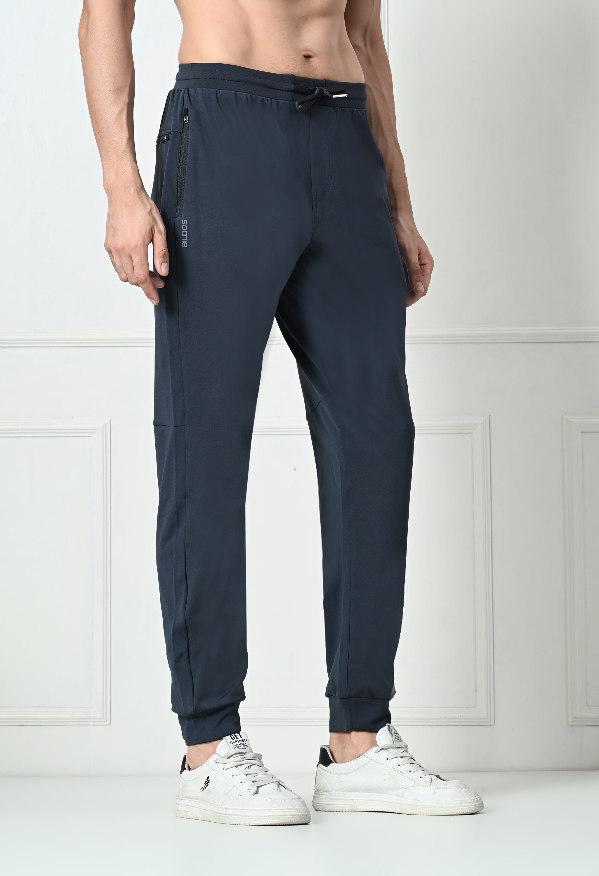 Bildos Super Stretchable Track Pant for Men with Zipper Pockets -  Dark grey