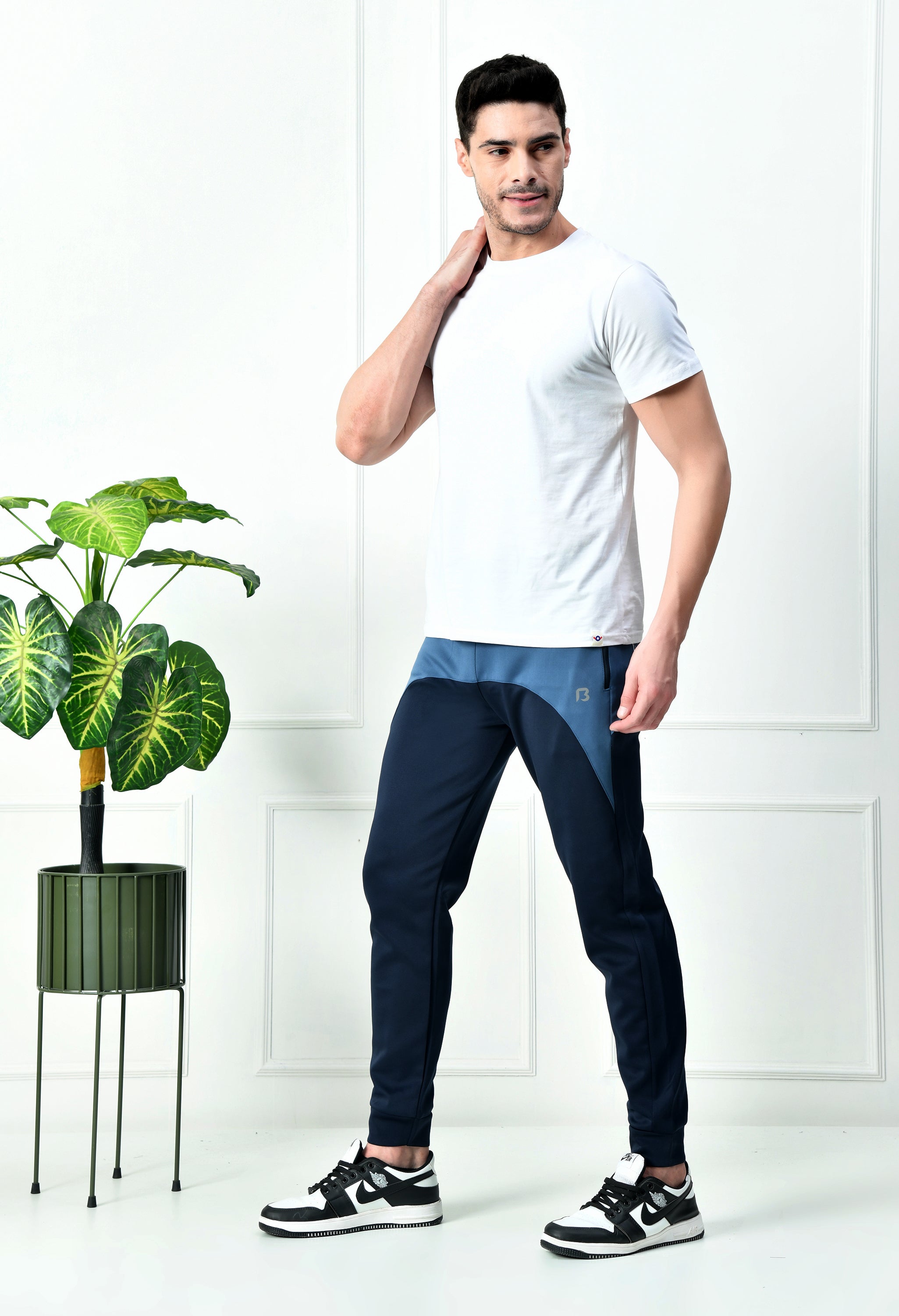 Bildos Super Soft, Smooth, Stretchable & Stylish Track Pants for Men with Zipper Pocket - Navy & Light grey