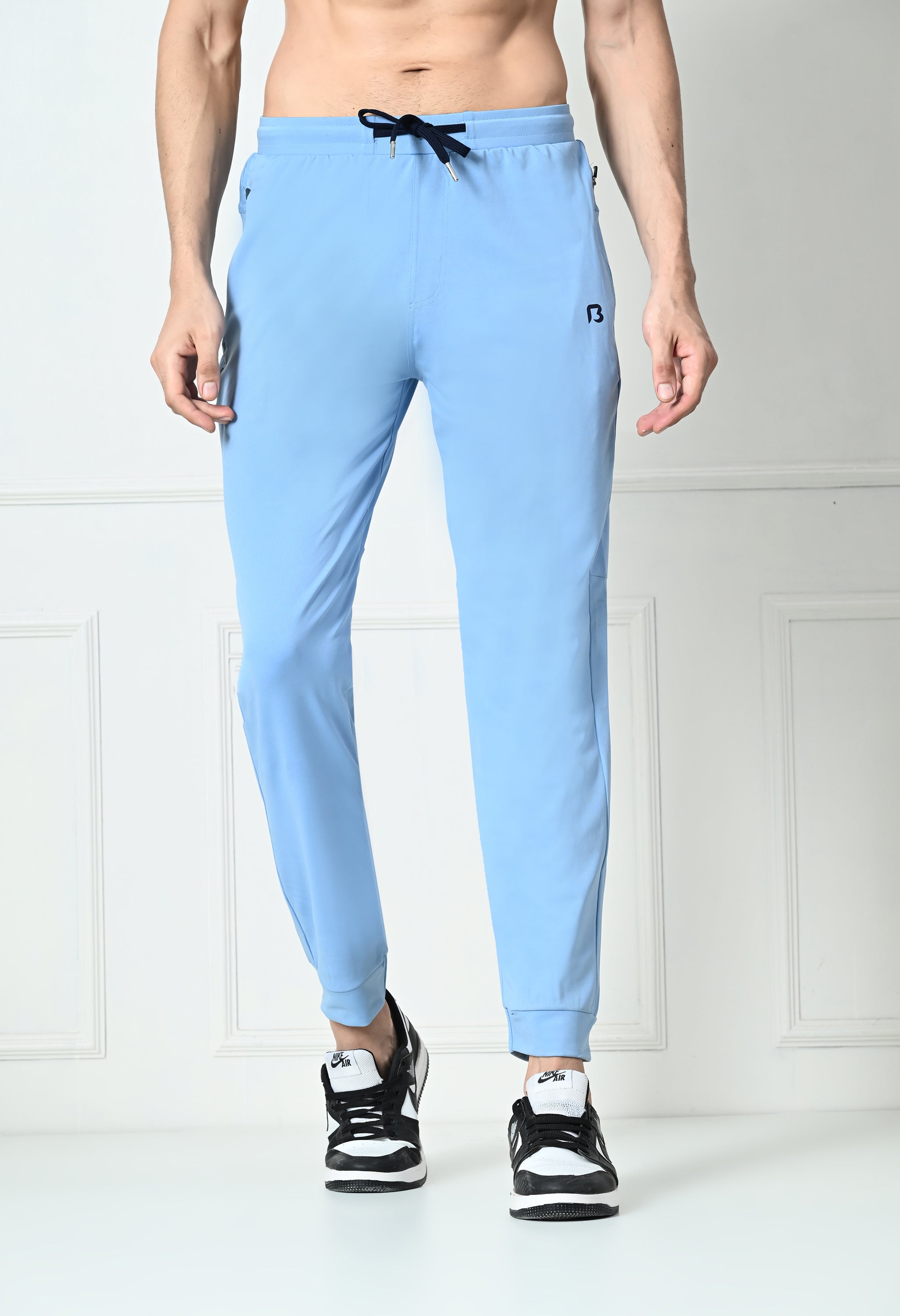 Bildos Super Stretchable Track Pant for Men with Zipper Pockets - Sky Blue