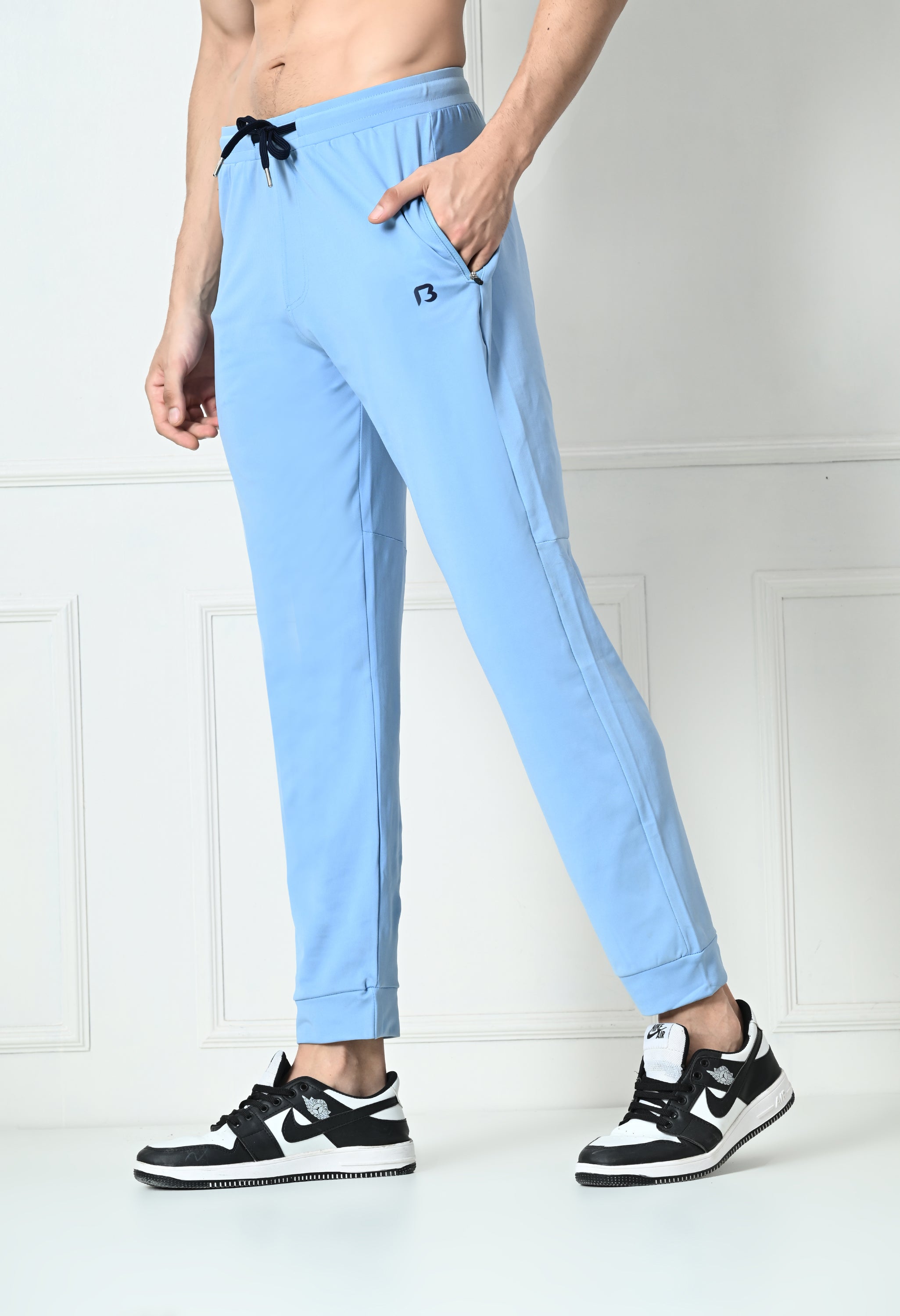 Bildos Super Stretchable Track Pant for Men with Zipper Pockets - Sky Blue