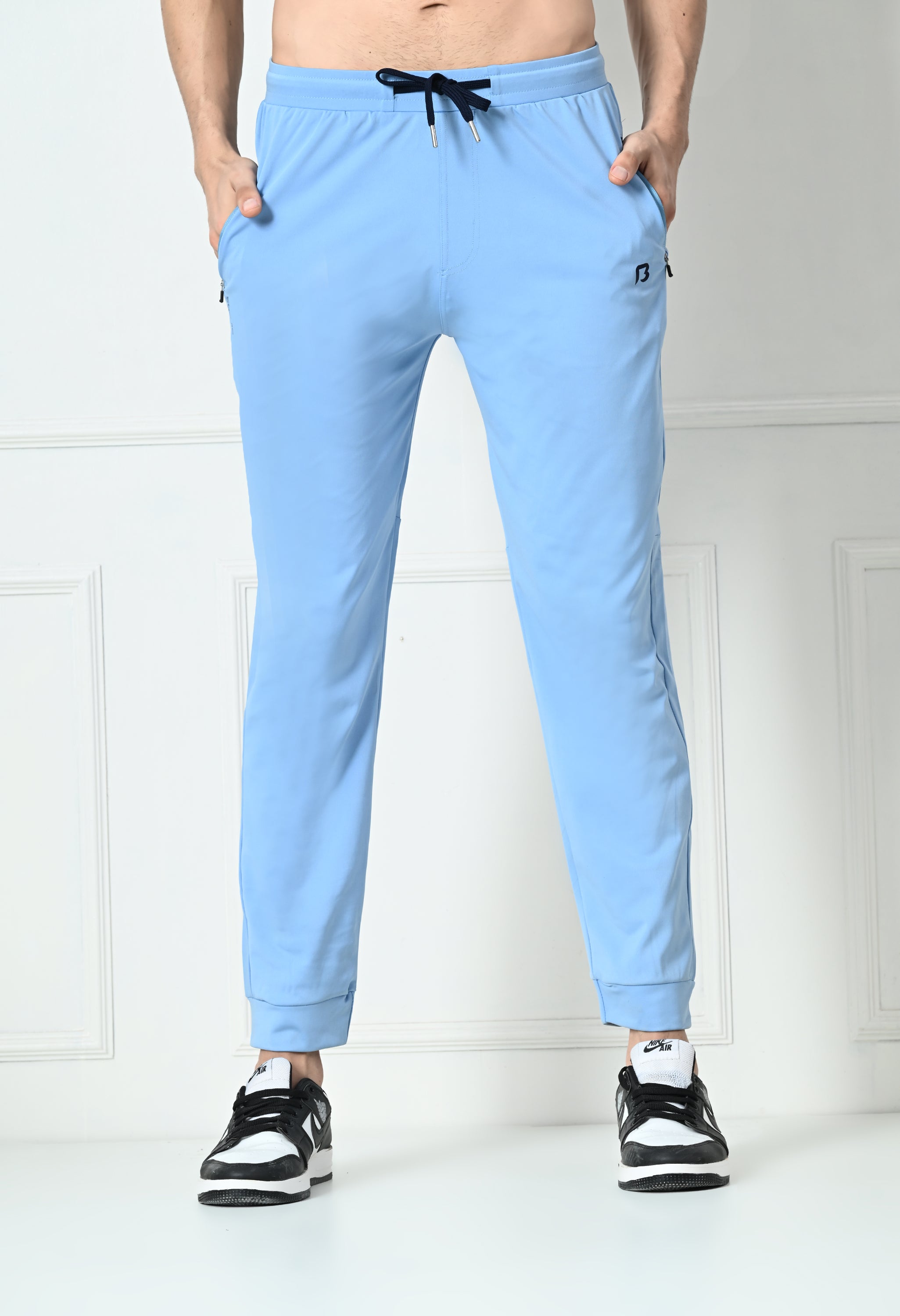 Bildos Super Stretchable Track Pant for Men with Zipper Pockets - Sky Blue