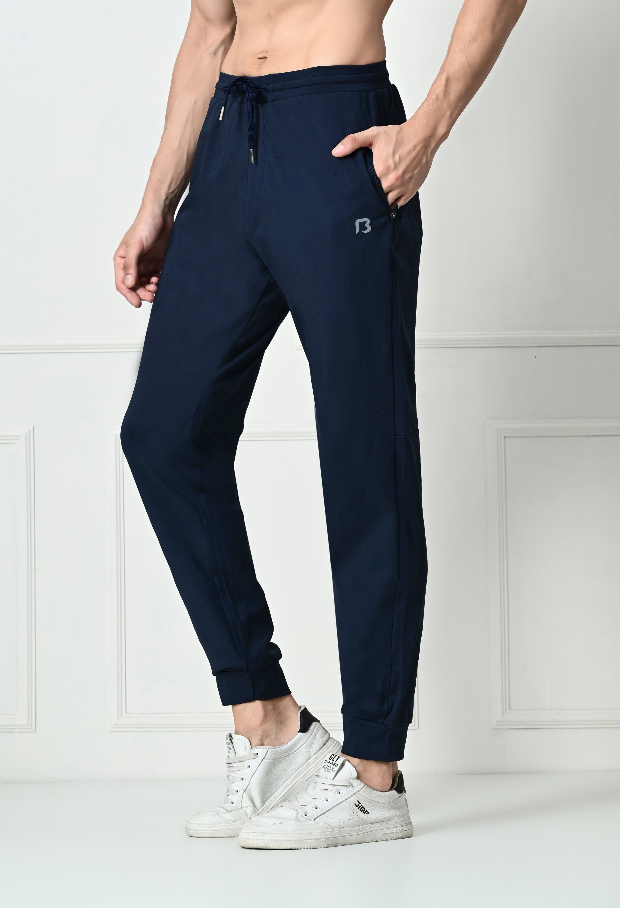Bildos Super Stretchable Track Pant for Men with Zipper Pockets - Navy blue