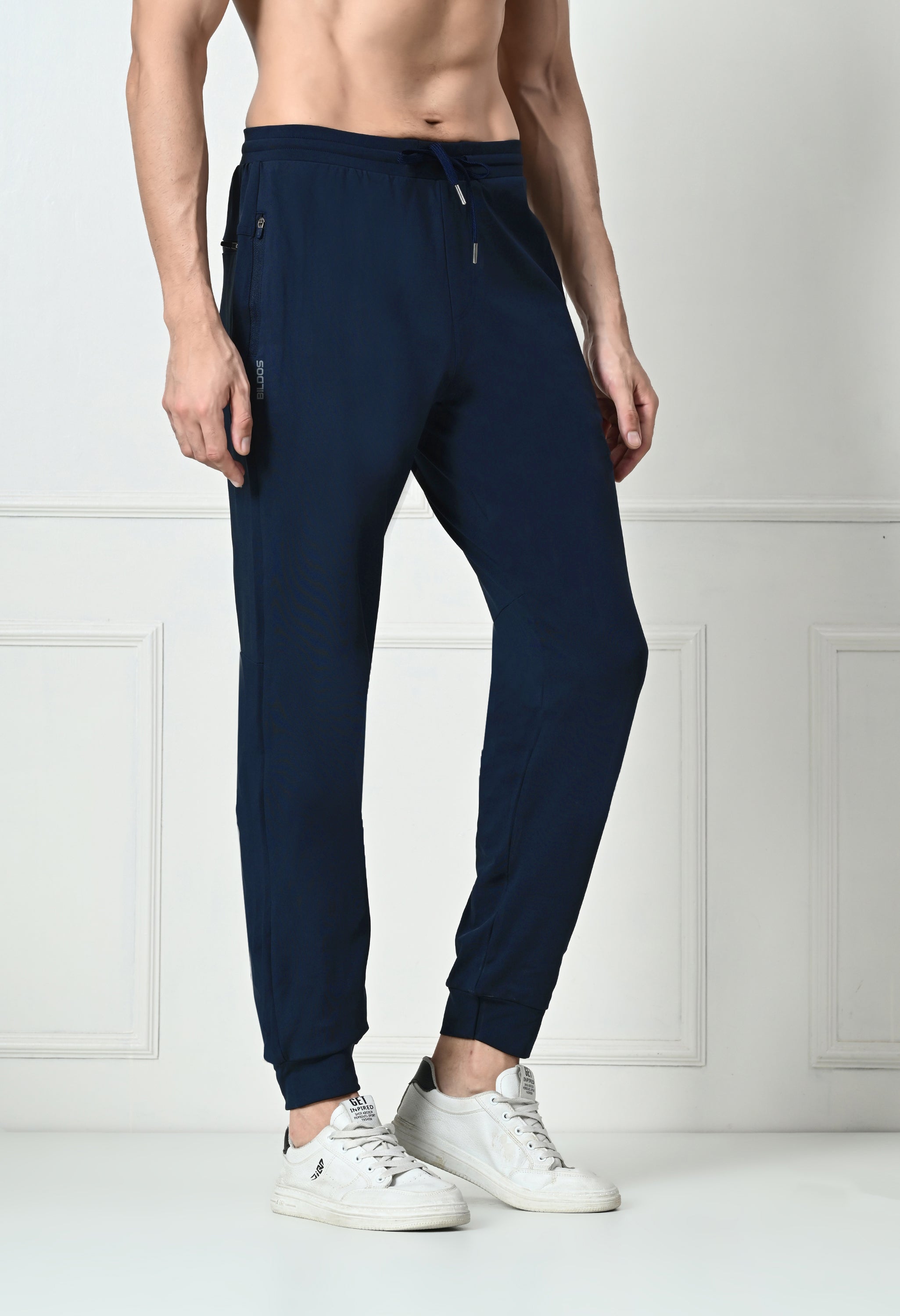Bildos Super Stretchable Track Pant for Men with Zipper Pockets - Navy blue
