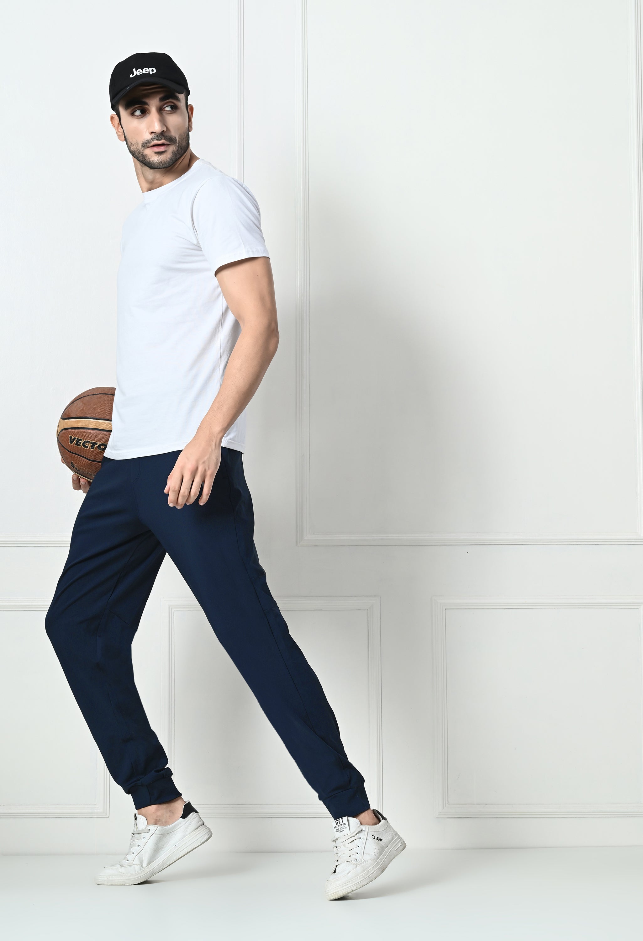 Bildos Super Stretchable Track Pant for Men with Zipper Pockets - Navy blue